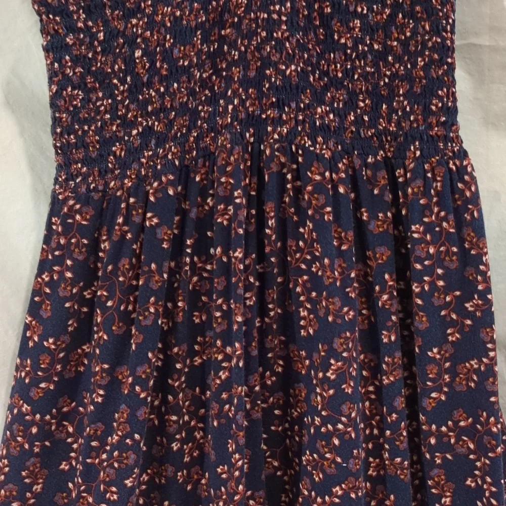 Art Class | Navy Floral Sundress Elasticized Bodice Flounce Lace | S